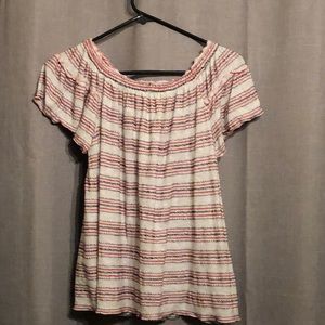 Max studio red white black striped top